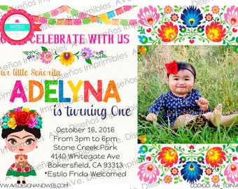 Frida Kahlo Invitations, Frida Kahlo Birthday Invitations, Frida Kahlo Mexican Party, Frida Kahlo Floral Roses