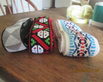 Ribbon, vintage rayon and cotton blend 1960's 3 pieces, one price remnants