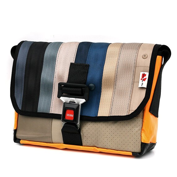 905D Messenger bag from RECYCLED car seatbelt reclaimed car