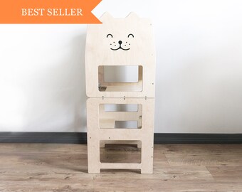 Standing tower for toddler / PLAIN / Little tower/ kitchen tower / kitchen helper / step stool / Montessori learning stool / kids table /