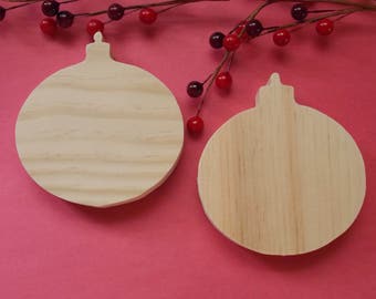 Christmas Ornaments Unfinished DIY Wood Decorations Set of two