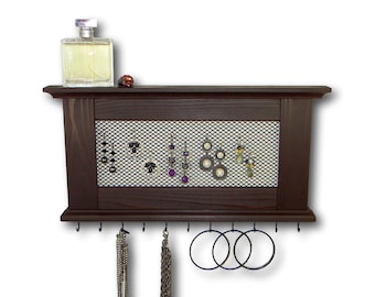 Jewelry Organizer Rustic Necklace Earring Jewelry Hanger Choose Your Color Wall Mount