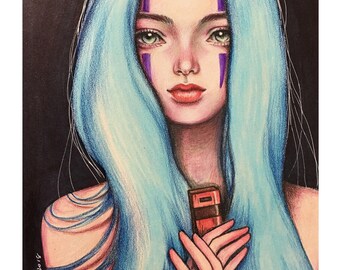 Prints: No face - Mix media drawing