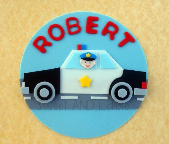 POLICE CAR. Custom Edible CAKE ToPPER