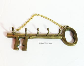 Vintage Brass Key Holder / Skeleton Key Hooks