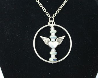 Frosted Aqua Angel Wings Necklace