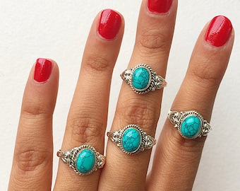 Silver Turquoise Ring * Oval Turquoise Ring * Turquoise * Turquoise Rings * Boho Chic Ring * Turquoise Stacking * Rings * Blue Stone Rings