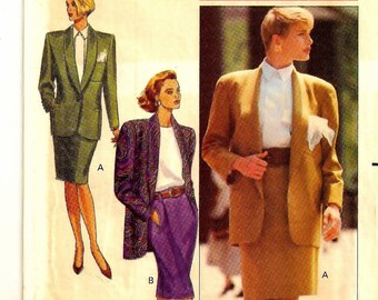 A Linda Allard/Ellen Tracy Slim Skirt and Below Hip Length Jacket Pattern for Women: Uncut - Sizes 12-14-16 Bust 34" to 38" • Butterick 4378