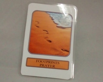 Footprints Prayer Card - Footprints in the Sand Laminated Prayer Card