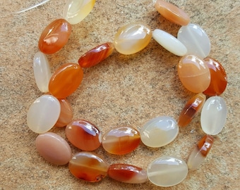 Good Quality Natural Carnelian Oval Beads, 18mm x 13 x 6.5mm - 15" Strand
