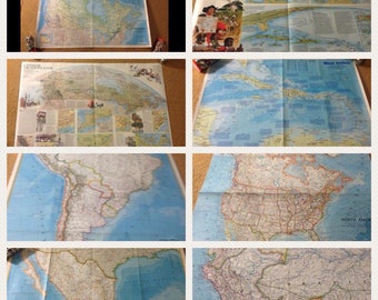 Vintage National Geographic Maps-Americas