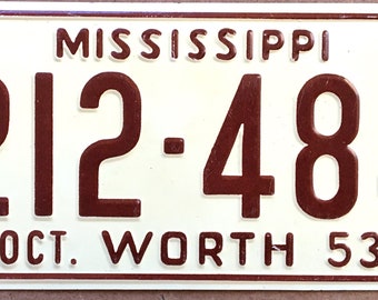 1953 Wheaties Collectible Children's Bicycle License Plate State of Mississippi General Mills