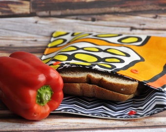 Washable reusable snack bag, reusable snack bag reusable Sandwich, snack bag, lunch bag, waterproof, washable, orange