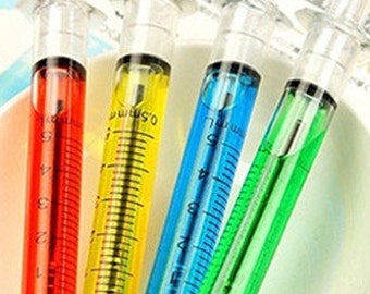 Syringe Injection Shape Ballpen 4 Pcs/ Set Nurse Gift Liquid Pen Ballpoint
