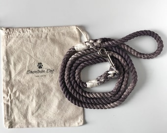 Charcoal Solid Ombre or Marbled Cotton Rope Dog Leash