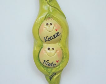 Personalized 2 Peas in Pod Christmas Ornament