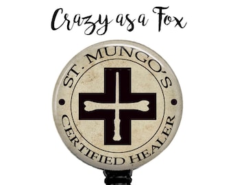 St. Mungo Certified Healer Retractable Badge Holder, St Mungo's Badge Reel, Lanyard, Stethoscope ID Tag, Nurse, MD, Harry Potter inspired