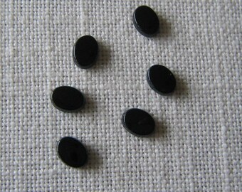 6) GEMSTONES Small Smooth Flat OVAL Black Onyx Cabochons 8mm x 5mm Beads for Jewelry Making