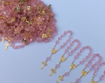 24 Mini rosaries- Girl Baptism favors - first communion mini rosaries- baptism favors- girl first communion