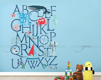 Alphabet Wall Decal - Nursery Wall Decal - Nautical Wall Decal - Playroom Wall Decal - Kids Wall Decal - Play Room Wall Decal 01-0052