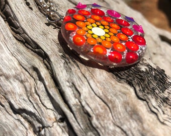 Glass foil mandala bead pendant