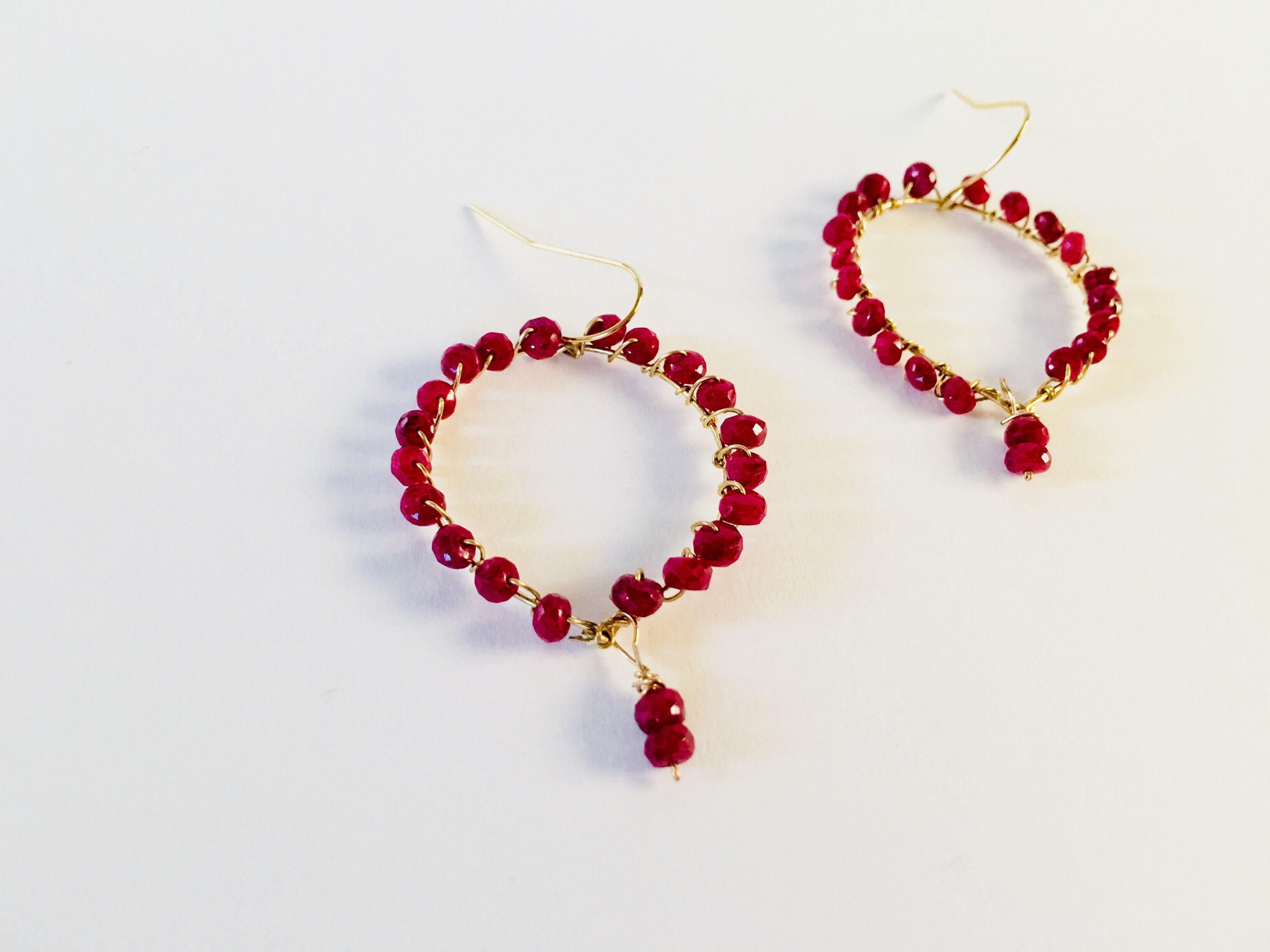 Ruby Earrings Hoop Chandelier Bead Ruby Earrings Hoop Chandelier Bead Large Beaded Earring