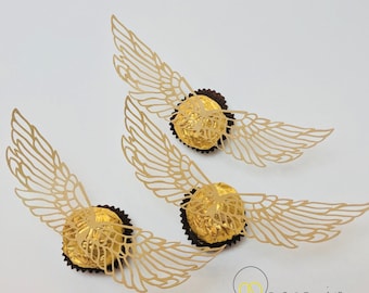 Golden Snitch Wings - Cut and Print Files - Harry Potter Themed Birthday Party Accessory - Ferrero Rocher Snitch - Printable
