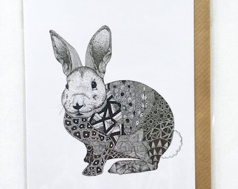 Zentangle Rabbit Card