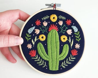 Collage de cactus - bleu marine / / sur commande