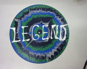 Free ship Spin painted LEGEND rock n roll vintage vinyl record Spin art handmade original artwork one of a kind wall art