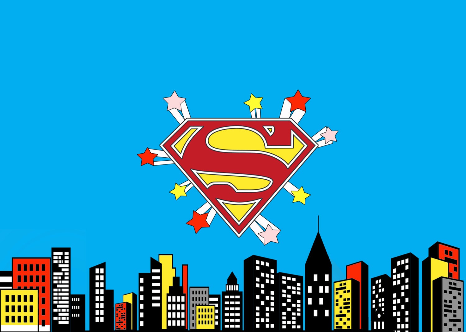 SUPERMAN SUPERHERO Backdrop City Skyline Background City