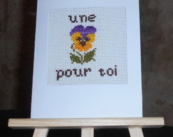 Hand embroidered card on canvas - mind