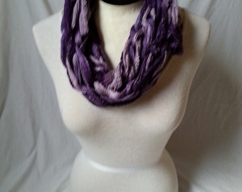 Purple Sashay Yarn Arm Knitted Infinity Scarf