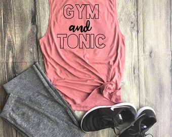 Gym and Tonic Workout Top // Athletic Tank Top, Triblend Tank Top, Gym top, Work Out Tank