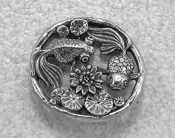 Green Girl Studios Large Pewter Goldfish Filigree Pendant Link