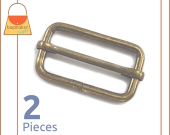1.5 Inch Moving Bar Purse Strap Slides, Antique Brass / Bronze Finish, 2 Pieces, 1-1/2", 1-1/2 Inch, Handbag Purse Hardware, BKS-AA035