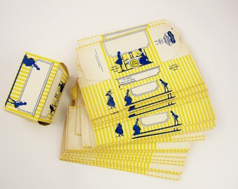 Twenty Ice Cream Cartons - One Pint Size - New/Old Stock - Yellow, White and Blue Designed - Blank Info - Renew, Reuse, Re-Up, Repurpose