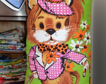 Vintage 'Dandy Lion' Tea Towel Cushion