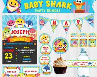 PinkFong Baby Shark EDITABLE Birthday Party Bundle/ Party Set/ Party Kit Printable