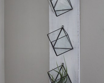 Set Of 3 Hanging Planters Geometric Glass Terrarium Wall Mounted Air Plant Succulent Holder Indoor Planter Vertical Garden Rustic Decor
