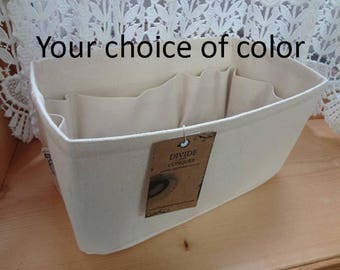 Fits Neverfull MM / Snug or Relaxed fit / 12 x 6 x 6H or 11.5 x 5.5 x 6H / You choose color / STURDY/Stiff wipe-clean bottom & flexible ends