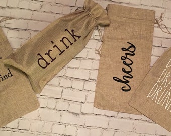 Burlap-style Wine Bag