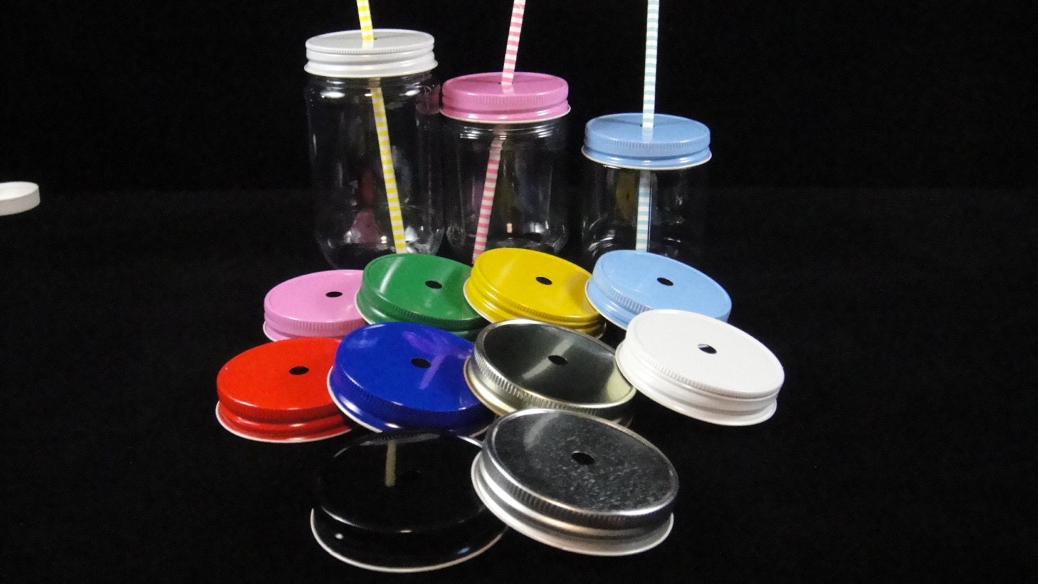 mason jar covers with straw holes