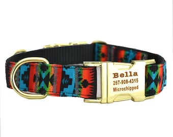 Dog Collar with Personalized Buckle,Navajo Tribal