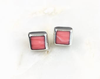 Vintage Mexican Sterling Pink Stud Earrings