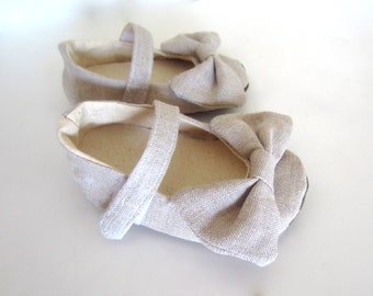 Natural Linen Baby Mary Janes