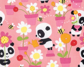 Garden Party - Pink - Pandas by David Walker from Free Spirit - Pandas Fabrics - Fabric by Yard - David Walker Fabric - Free Spirit Fabrics