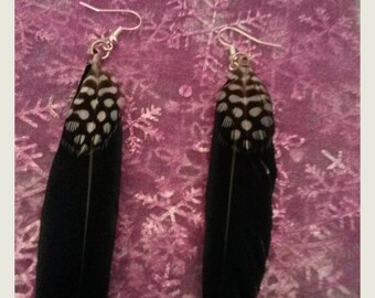 Black feather earrings