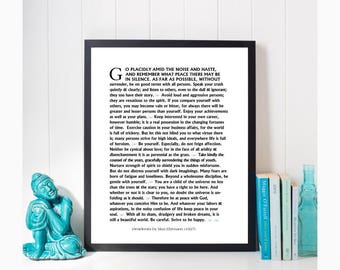 Desiderata Print, Desiderata Download, Max Ehrmann Print, Minimalist Print, Desiderata Poster, Large Wall Art Desiderata by Max Ehrmann 1927