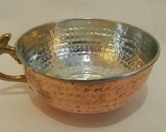 Copper Shaving Bowl / Mug / Cup with handle, for Shaving Brush and Safety Razor